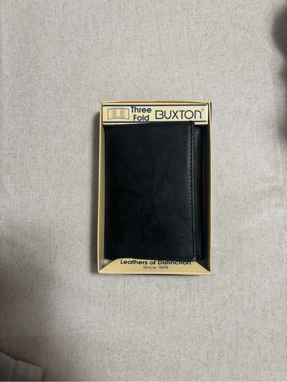 Buxton Black Three-Fold Leather Card & Key Wallet